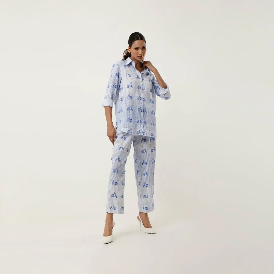 SCOOTER PRINTED LINEN CO ORD
