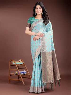 Sea Green Linen Cotton Saree