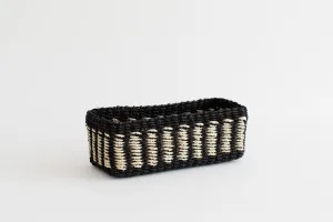 Seagrass Storage Woven Tray | Black   White band