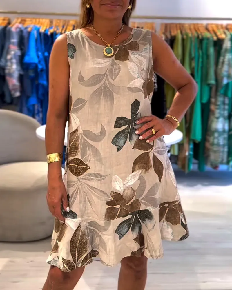 Selene - Leaf Print Dress