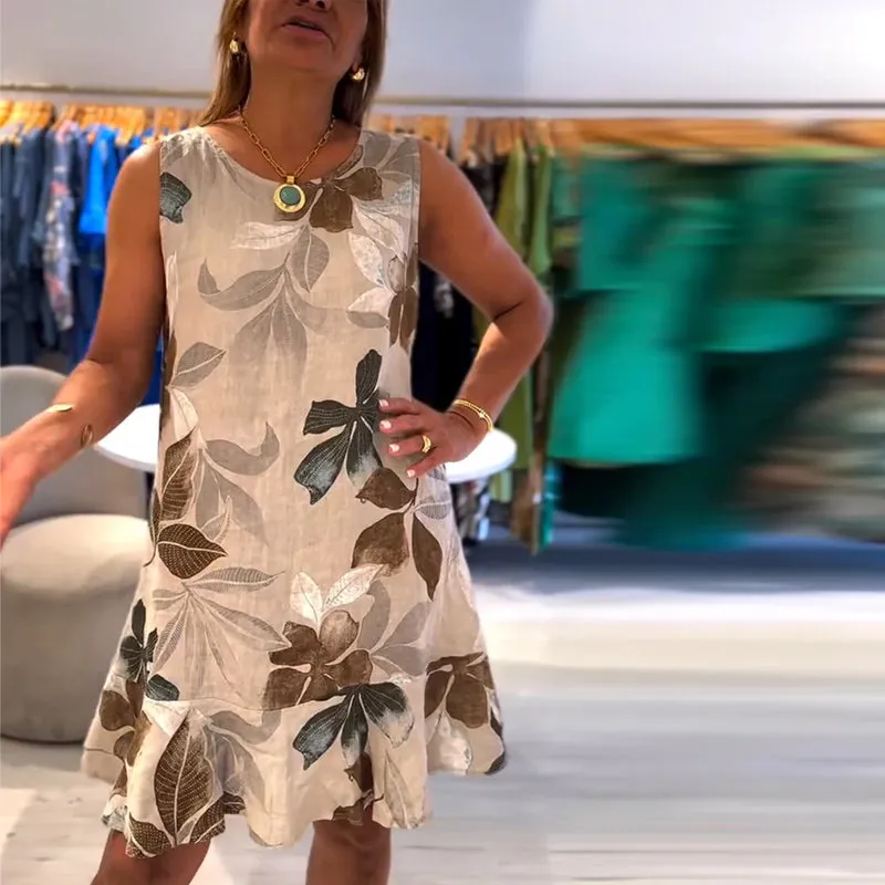 Selene - Leaf Print Dress