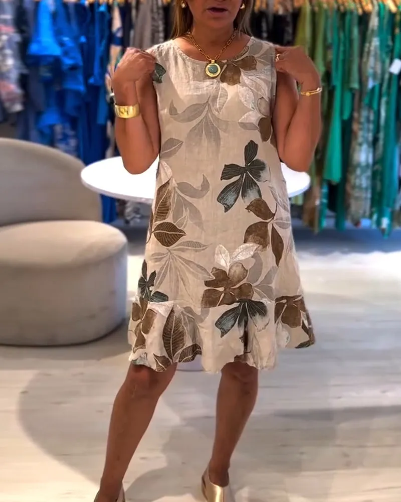 Selene - Leaf Print Dress