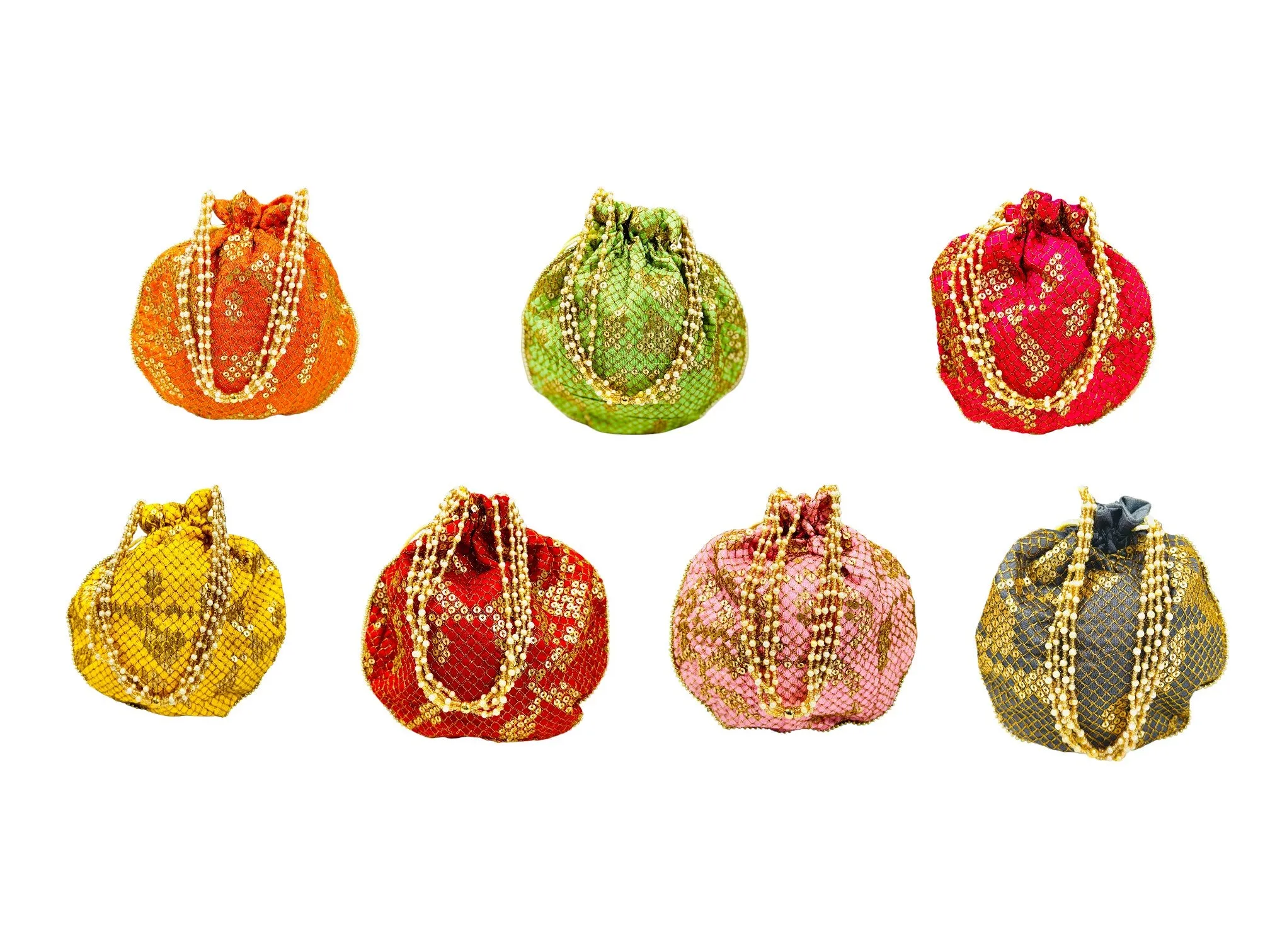 Sequence Silk Potli Bag, Set of 7