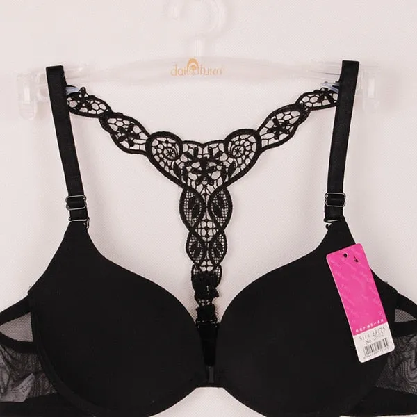 Sexy Front Closure Lace Racer Back Push Up Seamless Bras