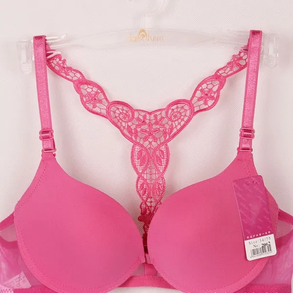 Sexy Front Closure Lace Racer Back Push Up Seamless Bras