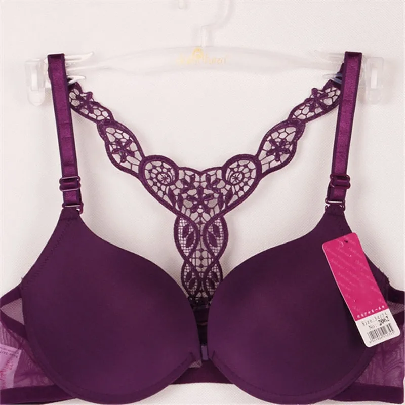 Sexy Front Closure Lace Racer Back Push Up Seamless Bras