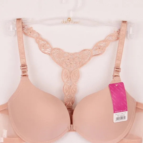 Sexy Front Closure Lace Racer Back Push Up Seamless Bras