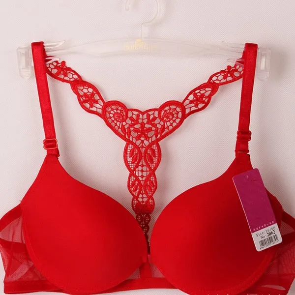 Sexy Front Closure Lace Racer Back Push Up Seamless Bras