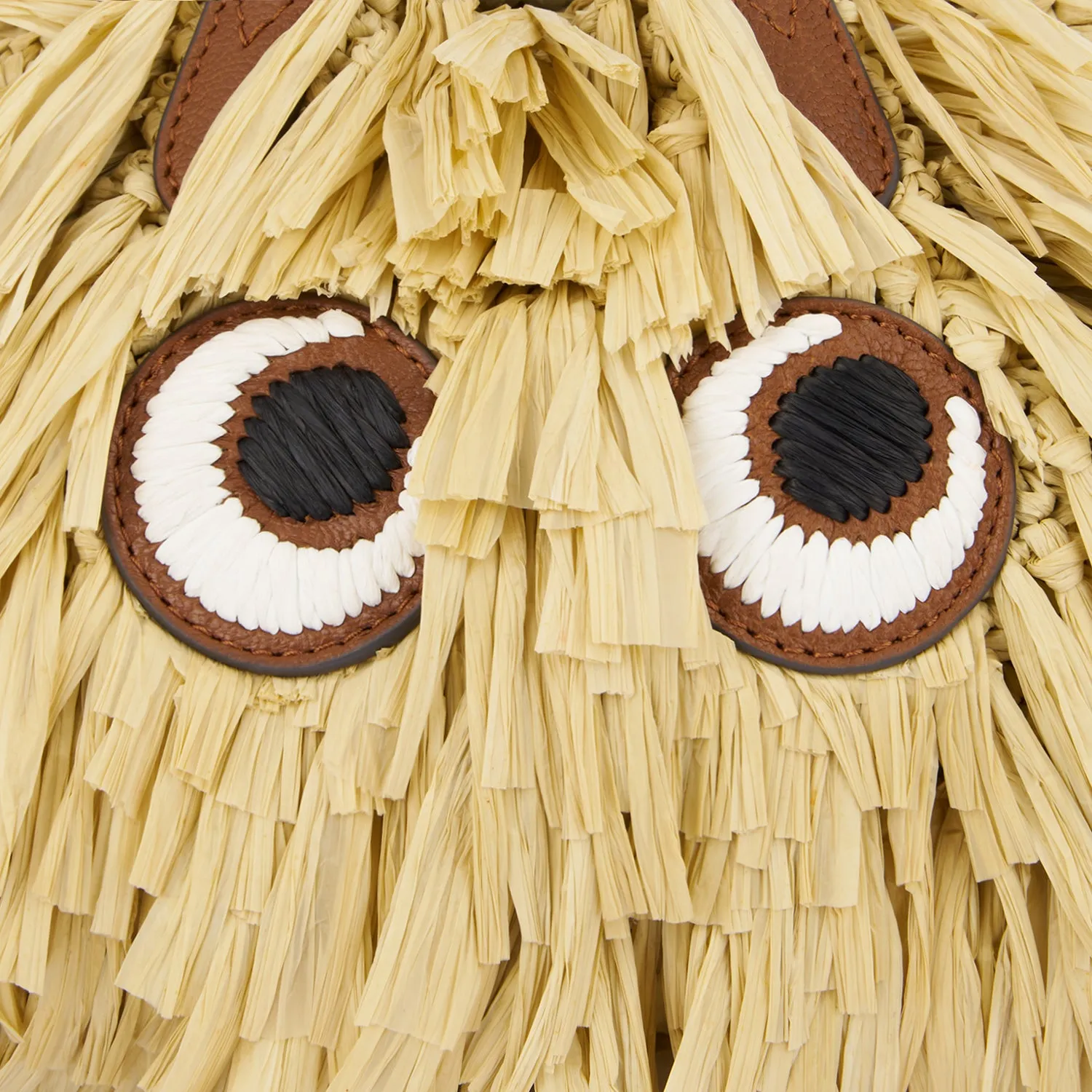 Shag Raffia Eyes Small Drawstring Cross-body Tote