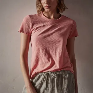 Sheer Slub Crew Neck Tee - Flamingo