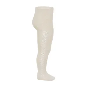 Side Openwork Cotton Tights Linen