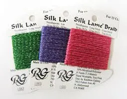 Silk Lame Braid 13 Count- Blues, Purples, Greens,