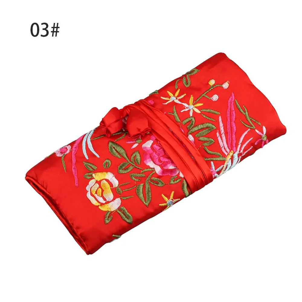 Silk Satin Jewelry Travel Roll Wrap Rolls Wraps Organizer Storage