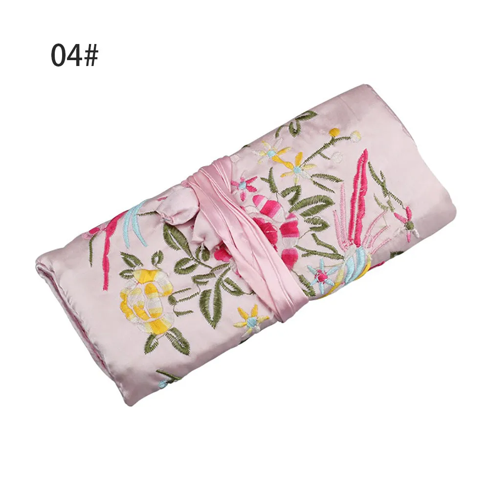 Silk Satin Jewelry Travel Roll Wrap Rolls Wraps Organizer Storage