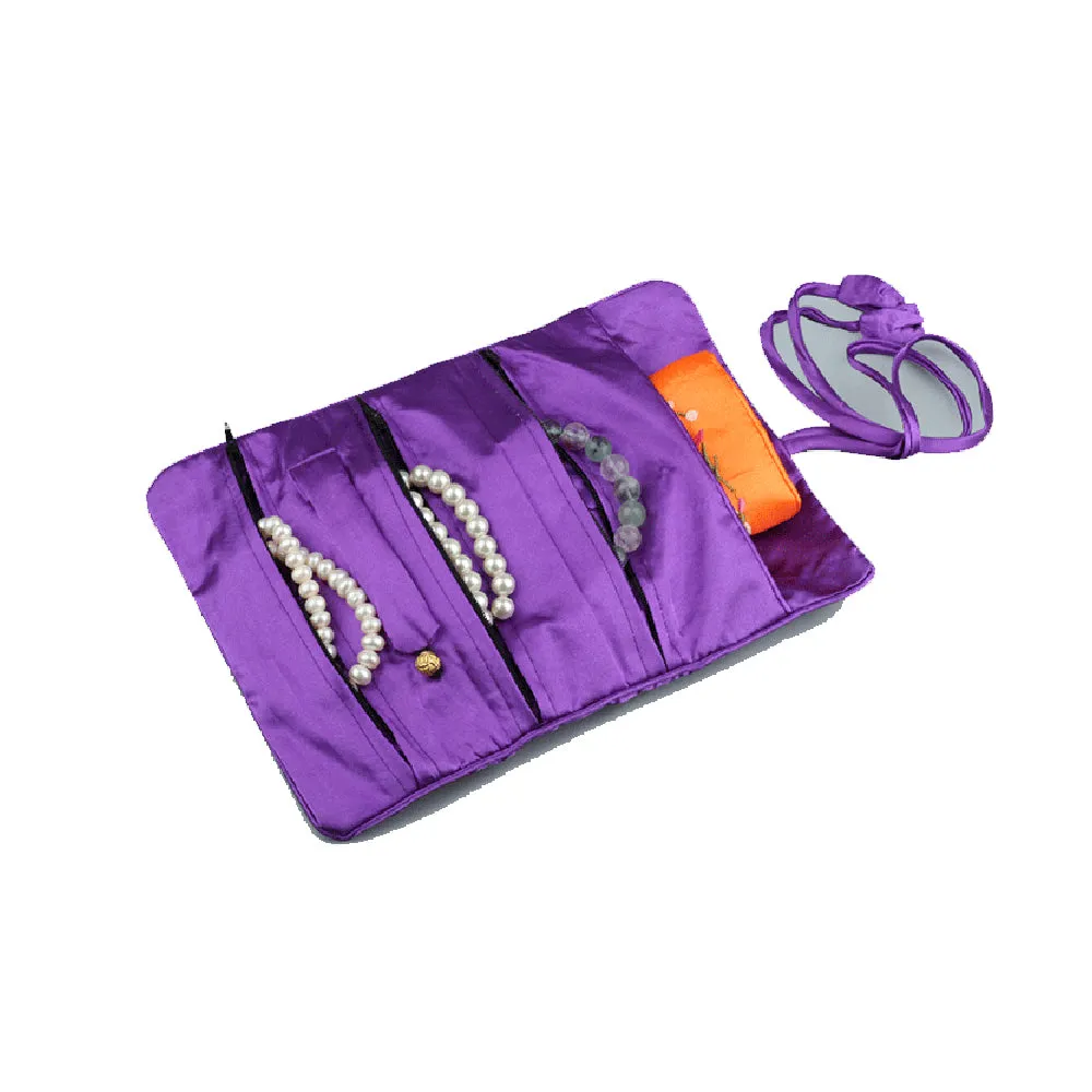 Silk Satin Jewelry Travel Roll Wrap Rolls Wraps Organizer Storage