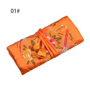 Silk Satin Jewelry Travel Roll Wrap Rolls Wraps Organizer Storage
