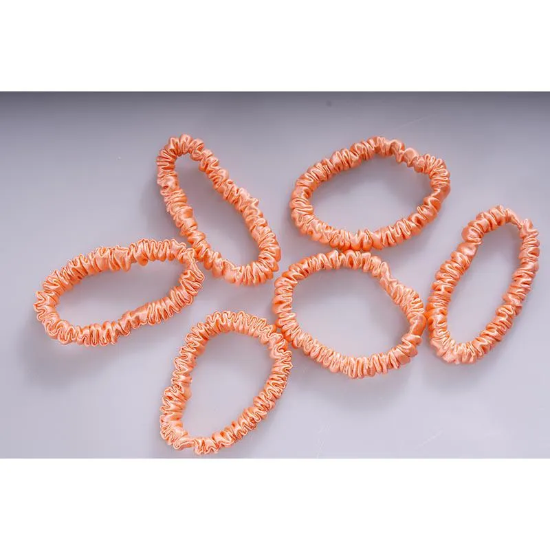 Silk scrunchie skinny - Coral - 6 pack - dropshipping