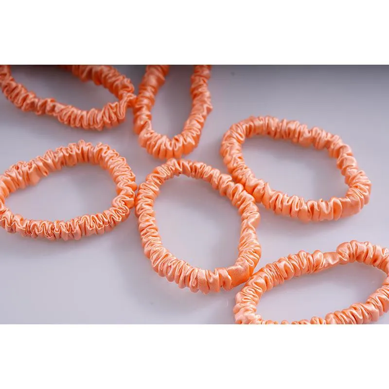 Silk scrunchie skinny - Coral - 6 pack - dropshipping