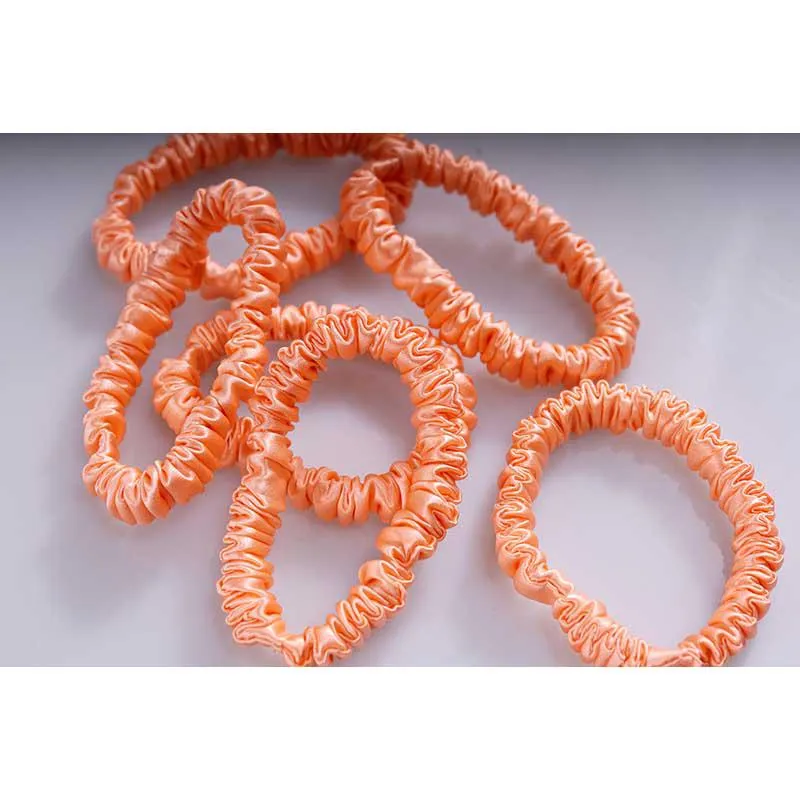 Silk scrunchie skinny - Coral - 6 pack - dropshipping