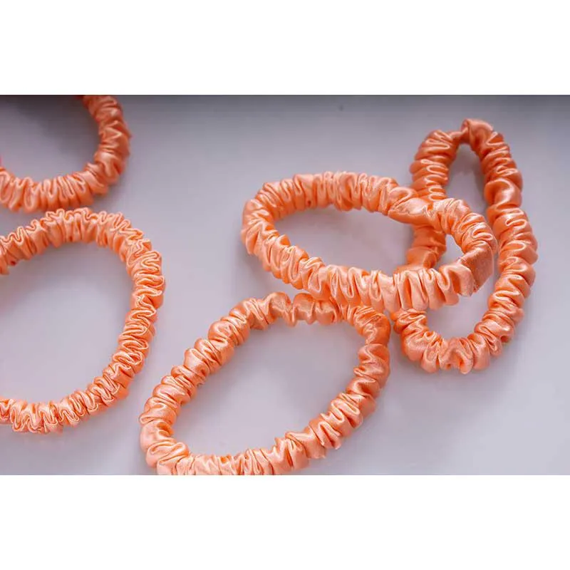 Silk scrunchie skinny - Coral - 6 pack - dropshipping