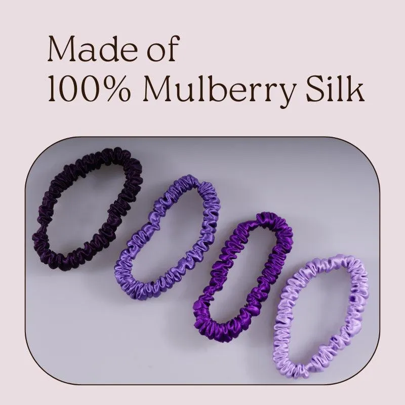 Silk skinny scrunchies - 4 Pack - Lavender - dropshipping