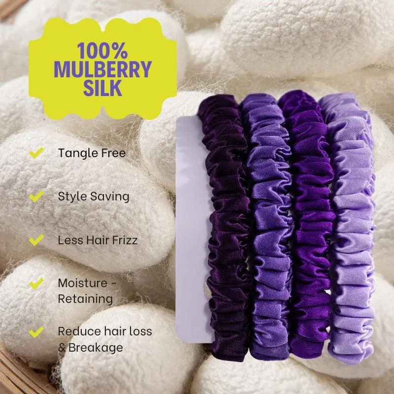 Silk skinny scrunchies - 4 Pack - Lavender - dropshipping