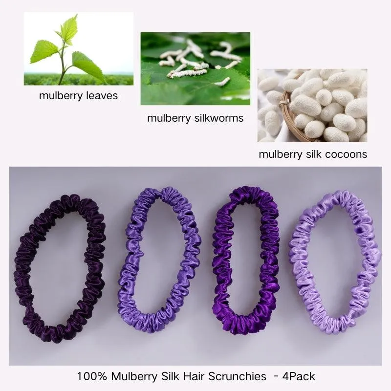 Silk skinny scrunchies - 4 Pack - Lavender - dropshipping