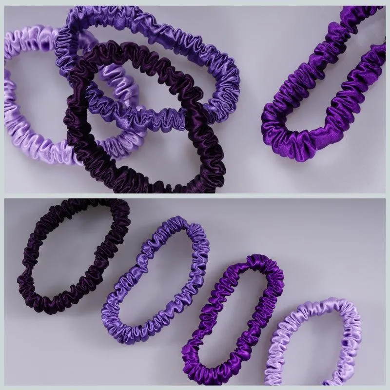 Silk skinny scrunchies - 4 Pack - Lavender - dropshipping