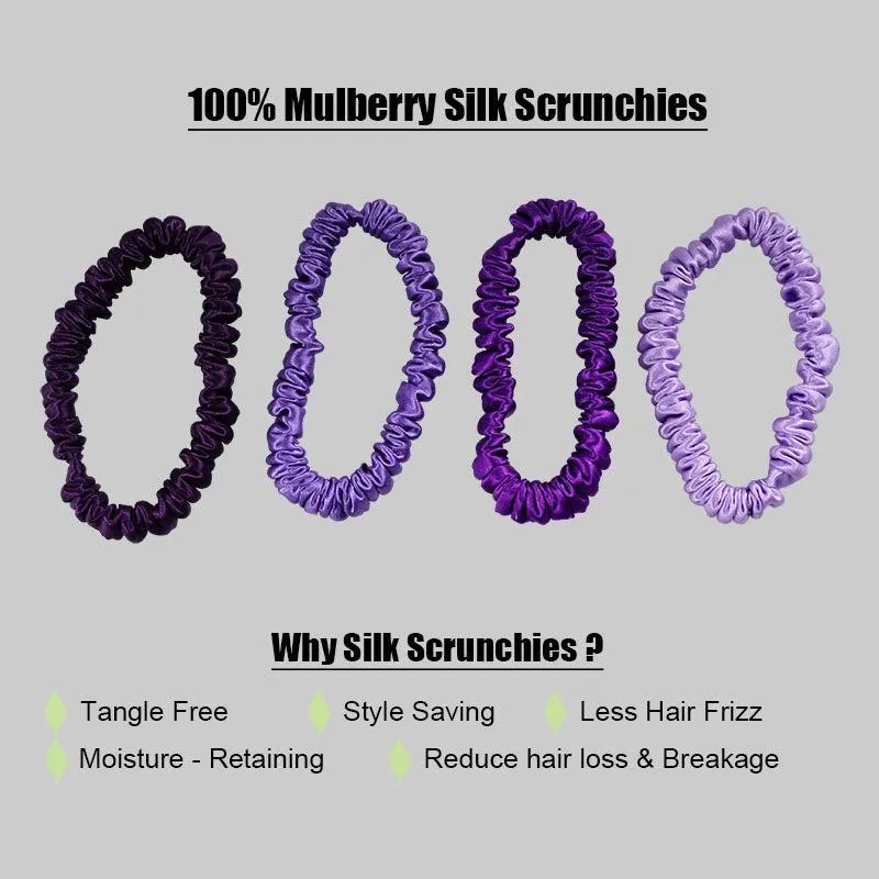 Silk skinny scrunchies - 4 Pack - Lavender - dropshipping