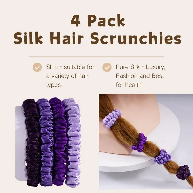 Silk skinny scrunchies - 4 Pack - Lavender - dropshipping