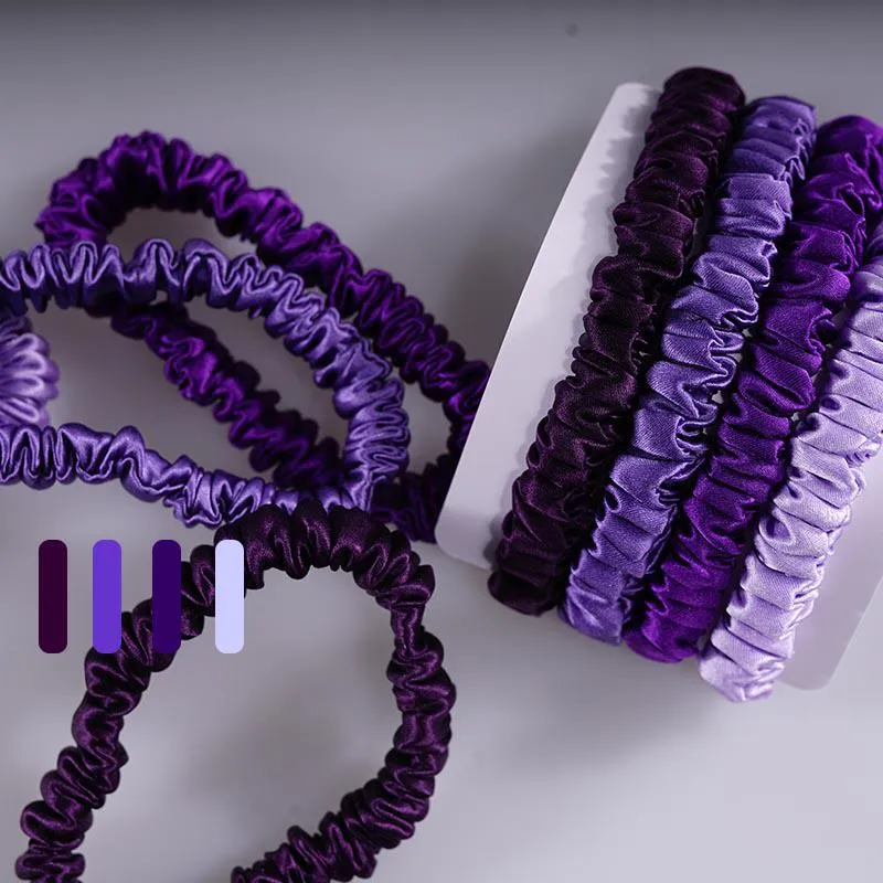 Silk skinny scrunchies - 4 Pack - Lavender - dropshipping