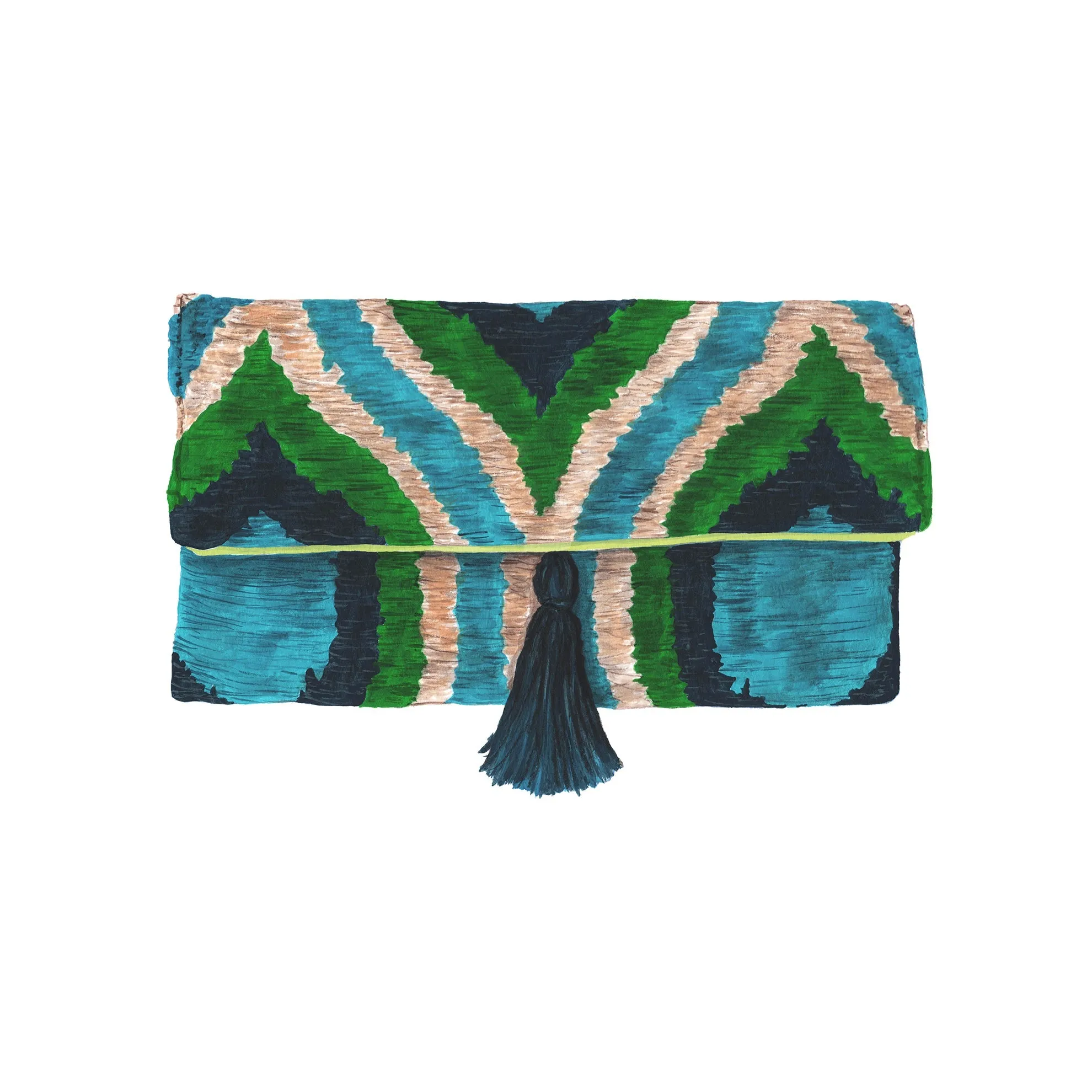 Silk Velvet Ikat Clutch
