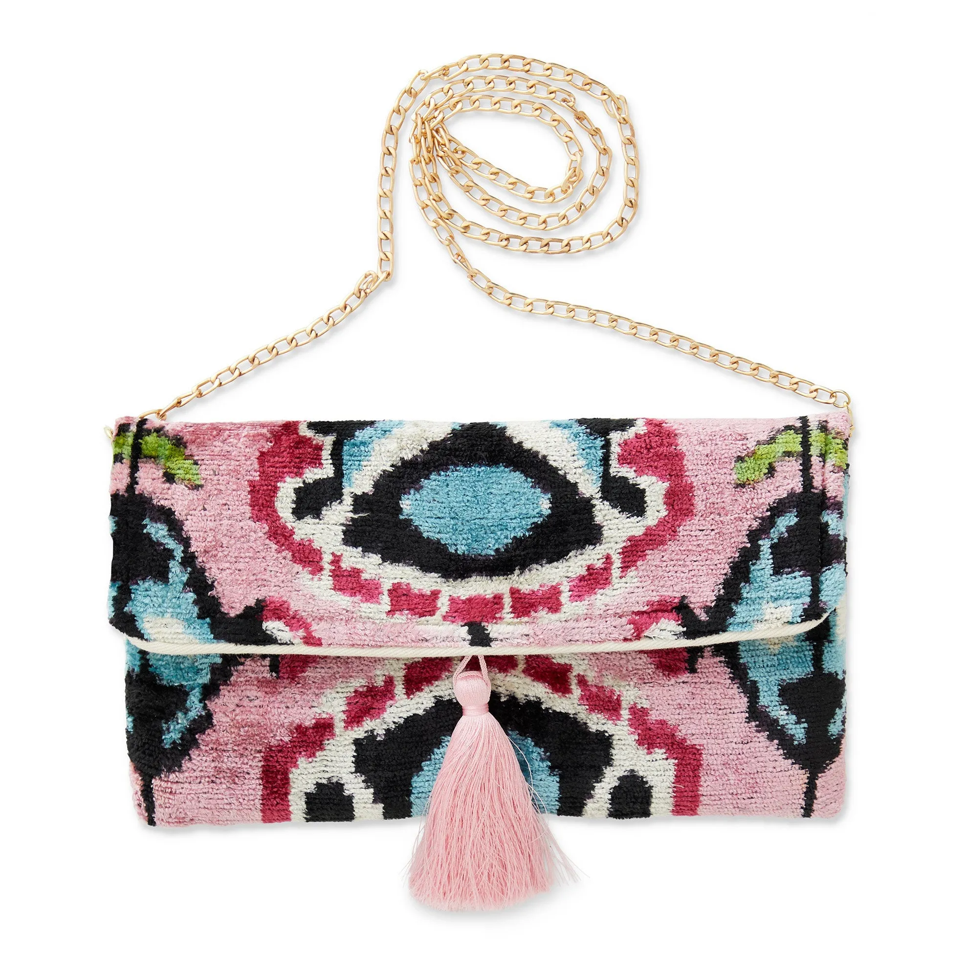 Silk Velvet Ikat Clutch