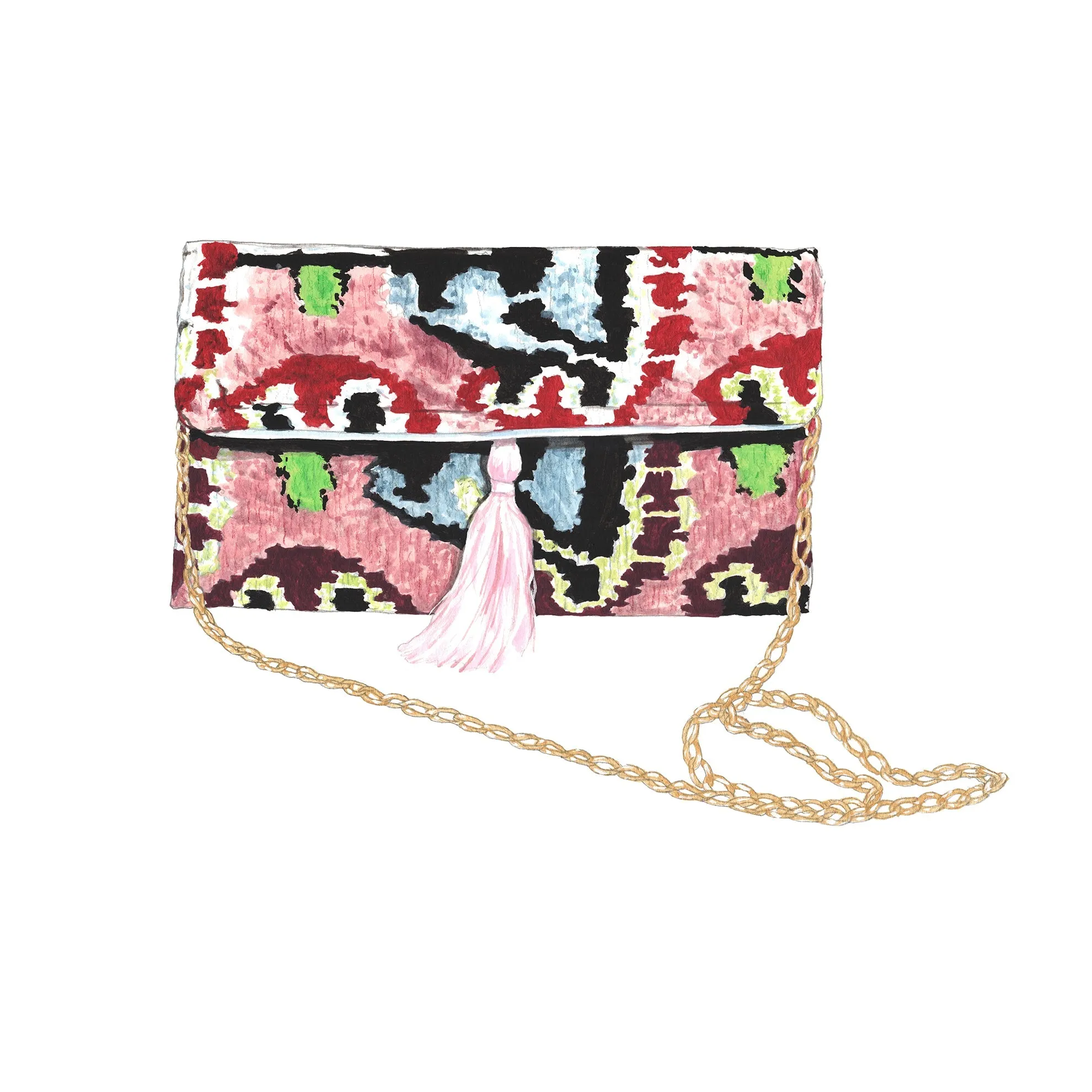 Silk Velvet Ikat Clutch