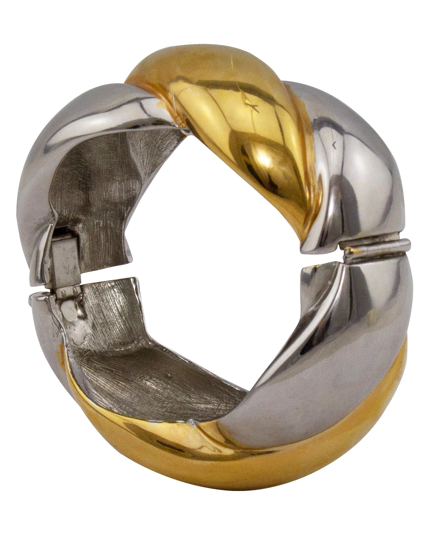 Silver and Gold Tone Braided Bangle