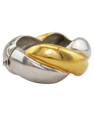 Silver and Gold Tone Braided Bangle