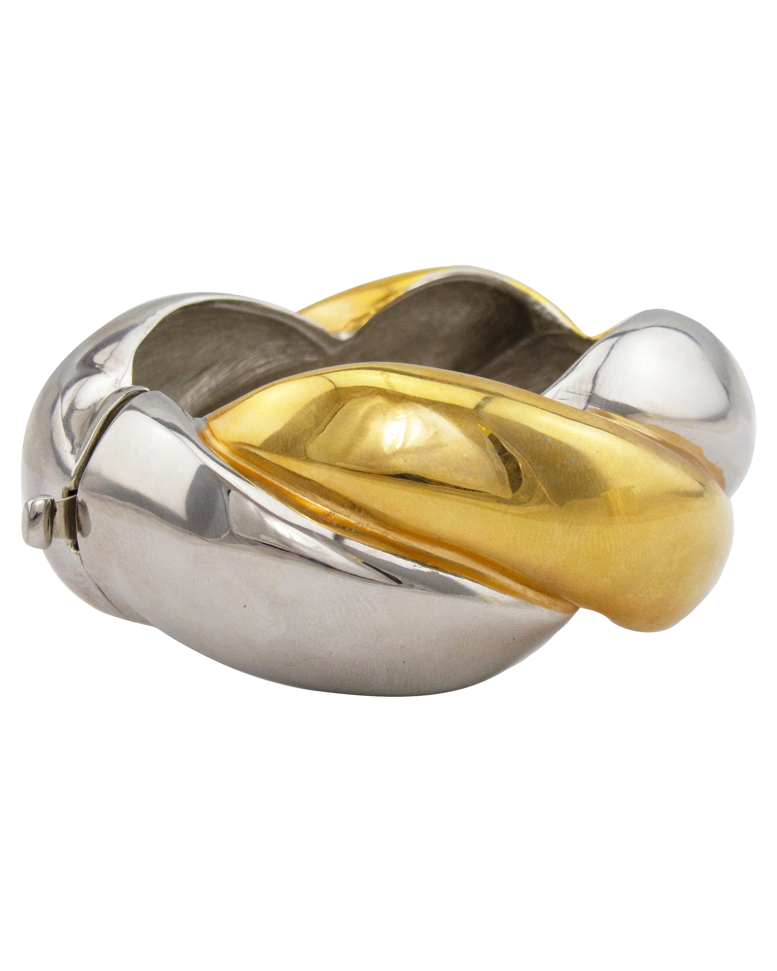 Silver and Gold Tone Braided Bangle