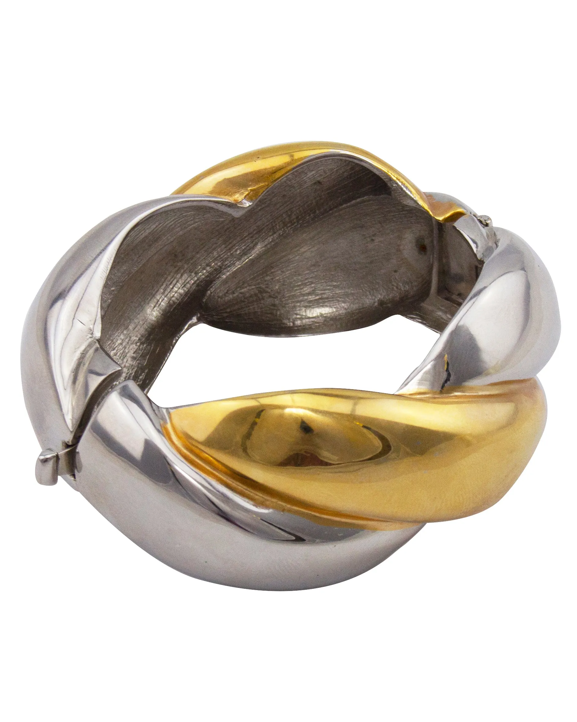 Silver and Gold Tone Braided Bangle