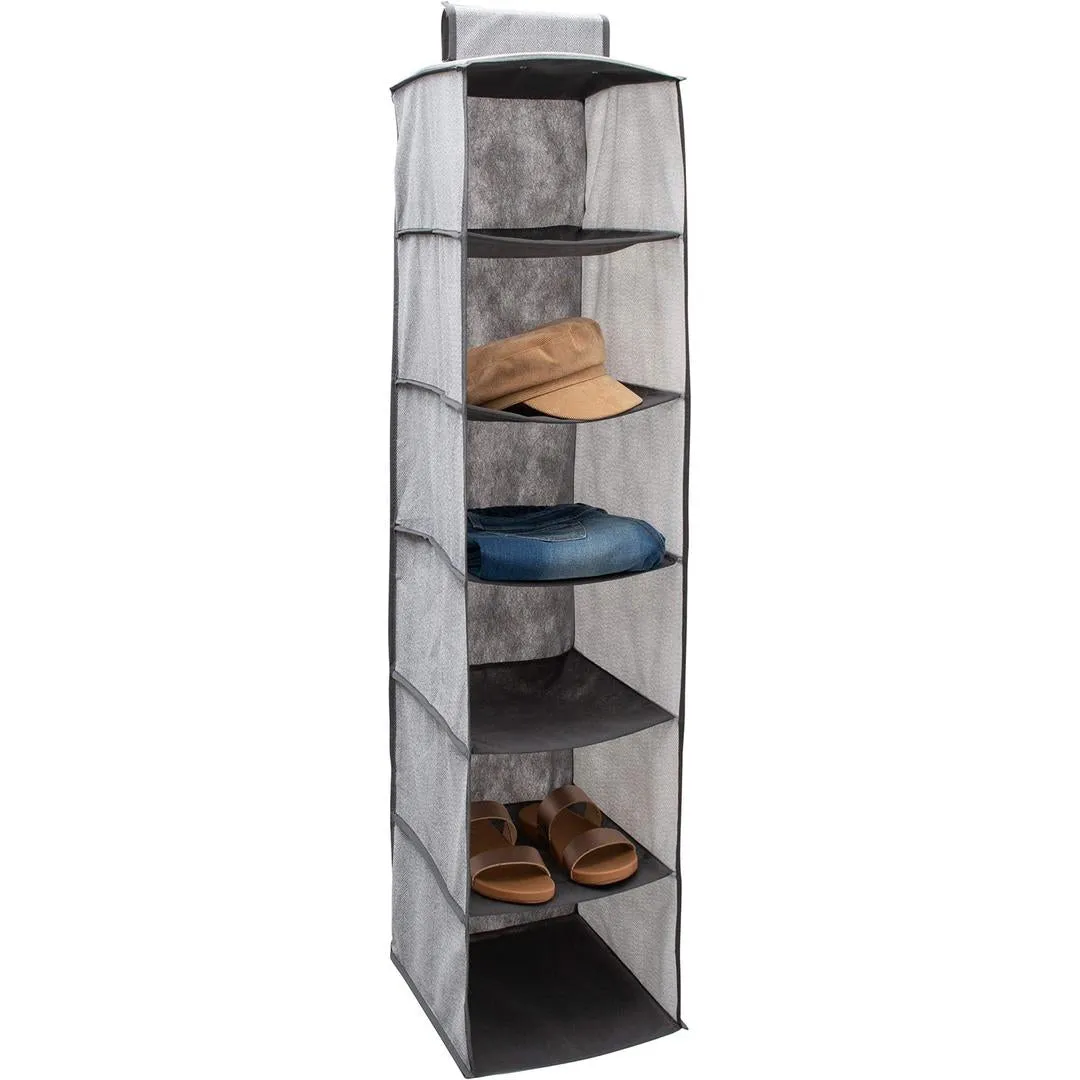 Simplify 6 Shelf Hanging Closet Organizer, Space Saver | Grey