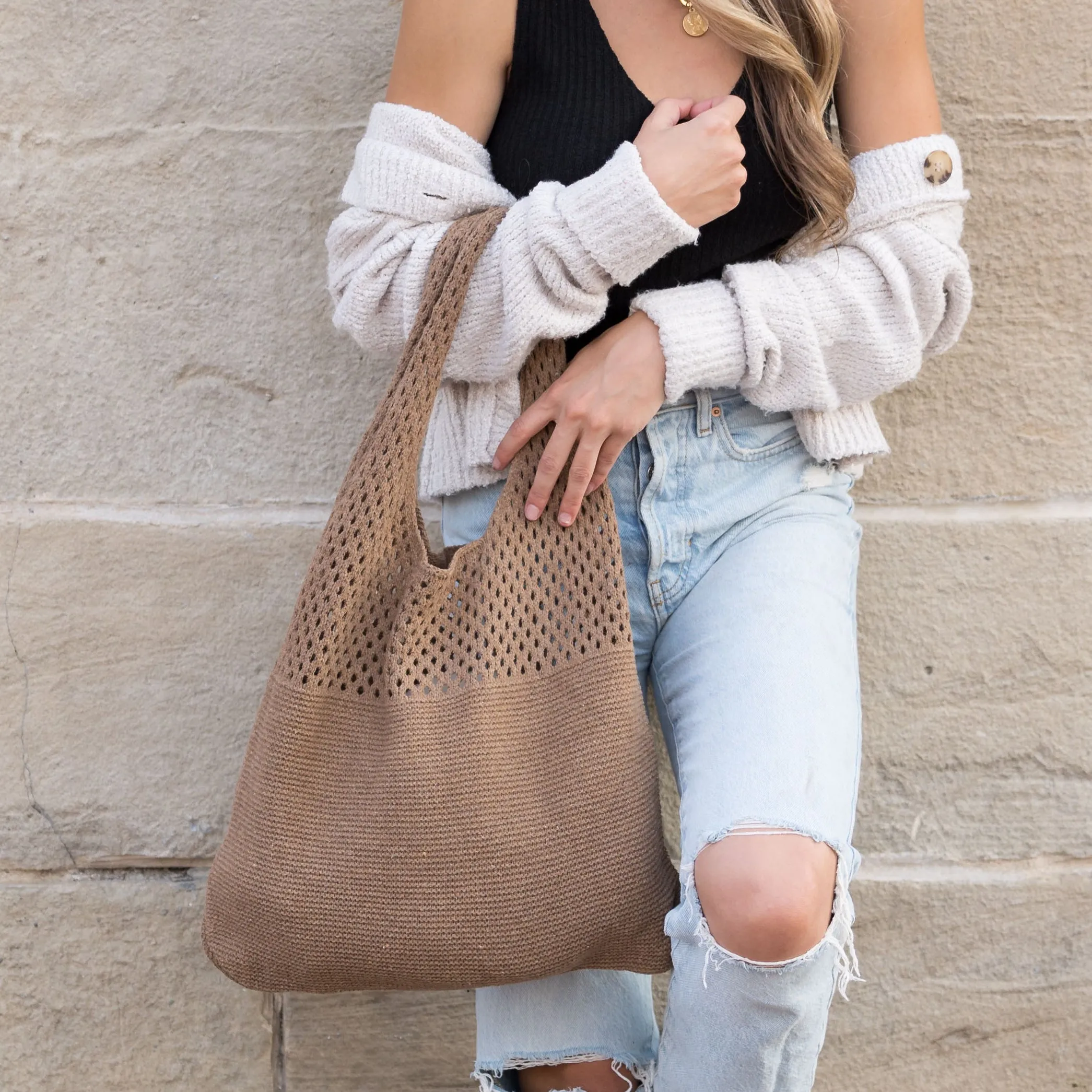 Soft Knit Hobo Shoulder Bag