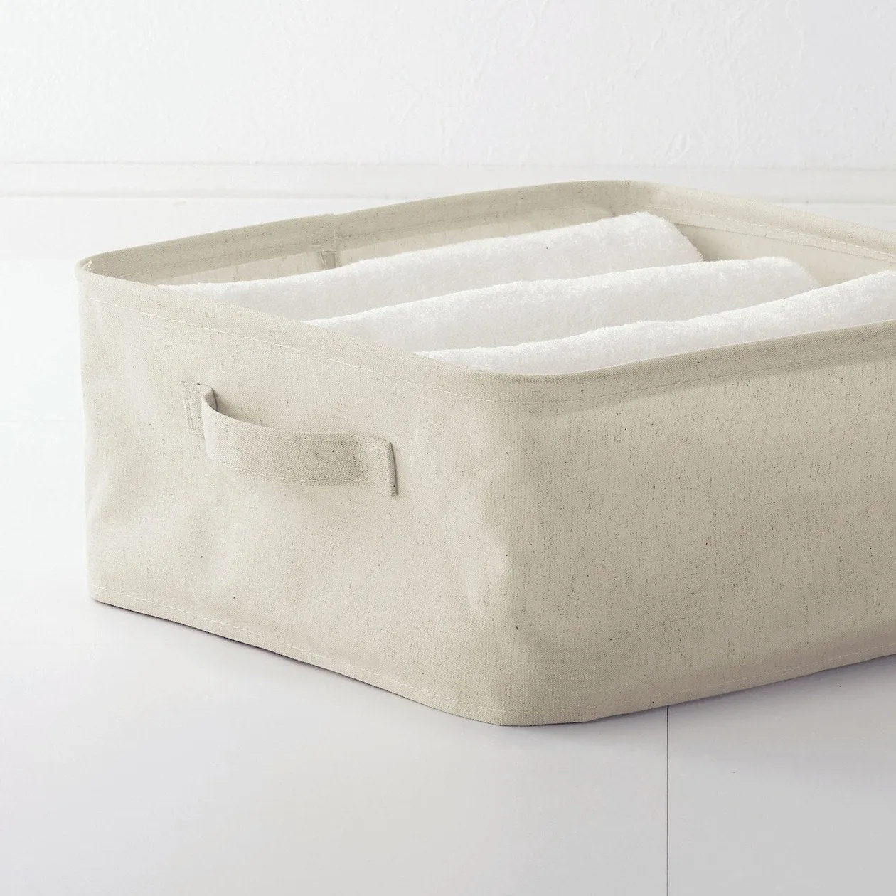 Soft Storage Box- Square 35cm Shallow Natural 35x35x16cm