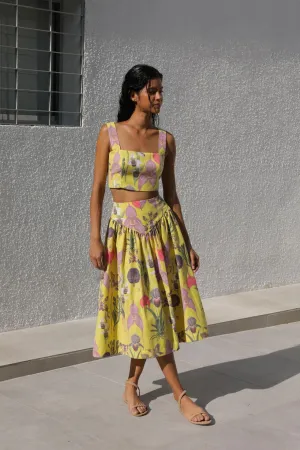 SOTAVENTO MIDI SKIRT IN BOTANICA YELLOW PRINT