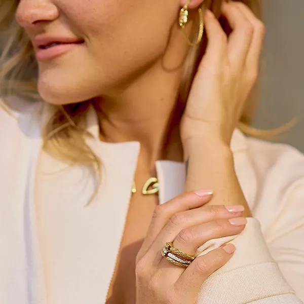 Spirit Pavé Stack Ring 2mm - 18K Gold Vermeil   CZ Blanc