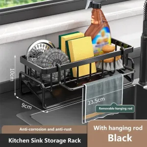 Stainless Steel Self-Draining Sink Rack Organizer