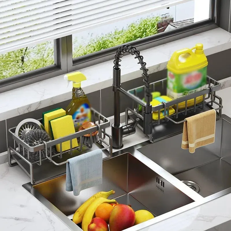 Stainless Steel Self-Draining Sink Rack Organizer