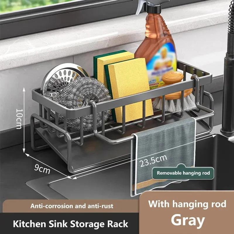 Stainless Steel Self-Draining Sink Rack Organizer