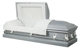 Stanford Silver - Metal Casket in Silver Finish with White Interior