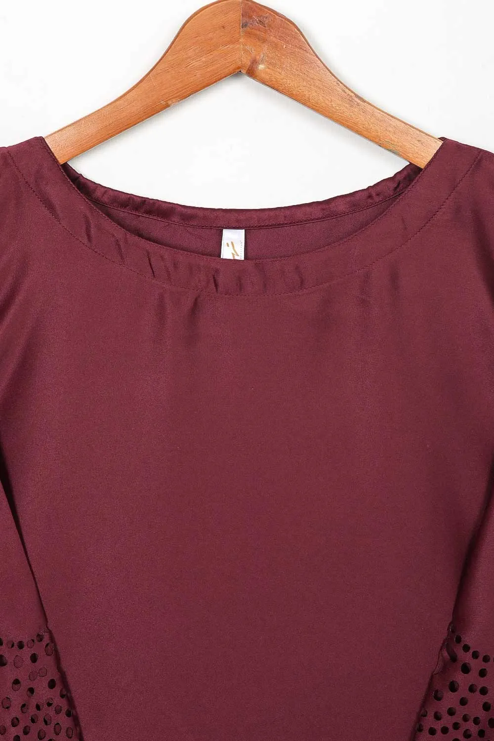 STP-096A-Maroon - 2Pc Silk Laser Cutwork With Silk Trouser
