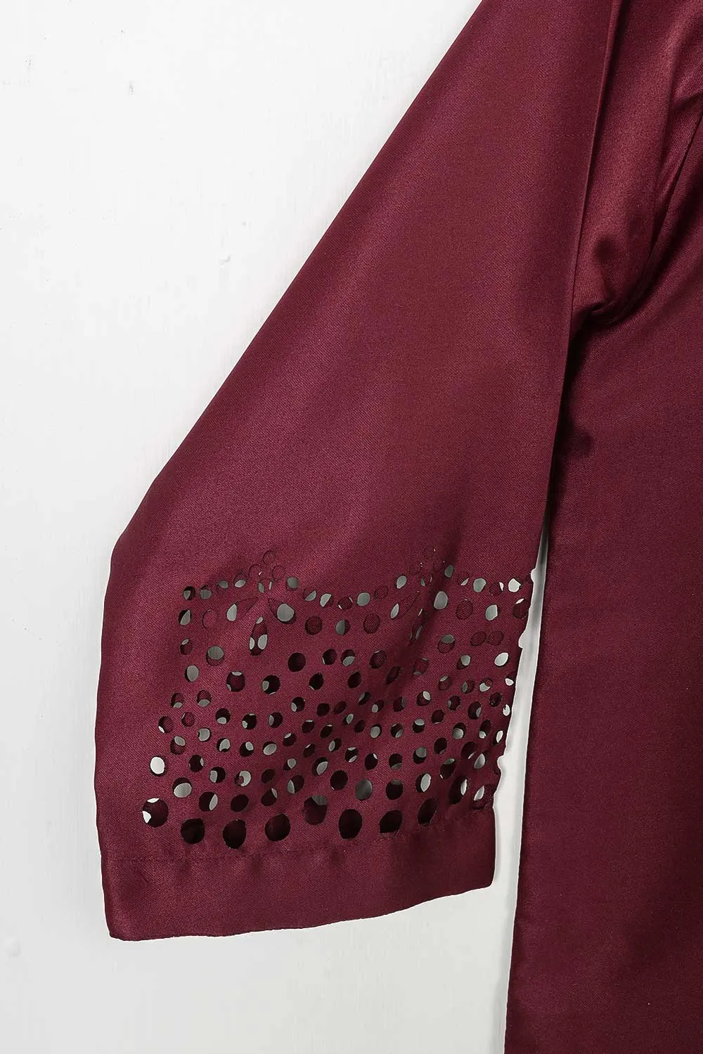 STP-096A-Maroon - 2Pc Silk Laser Cutwork With Silk Trouser