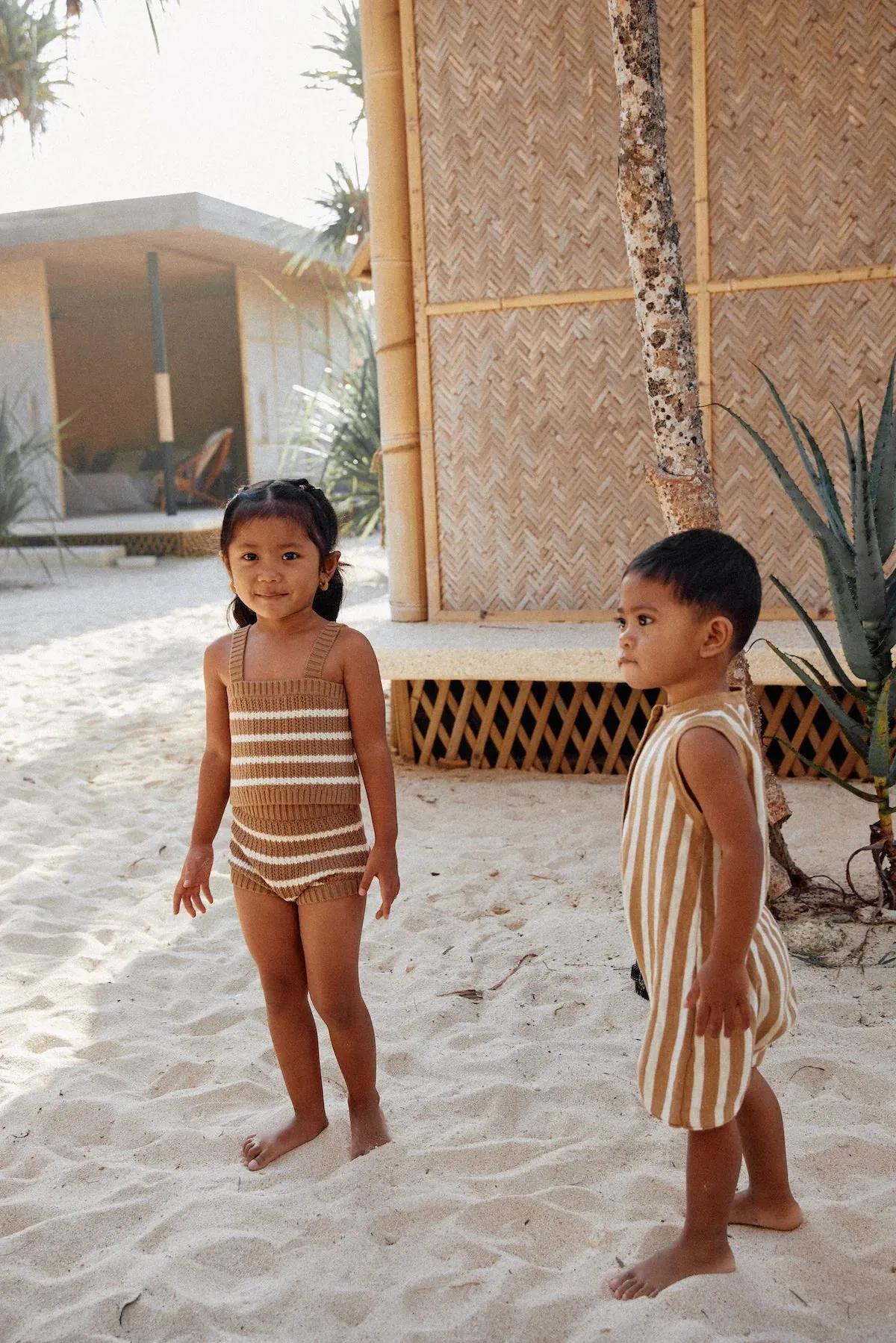 Striped Linen Playsuit Cedar